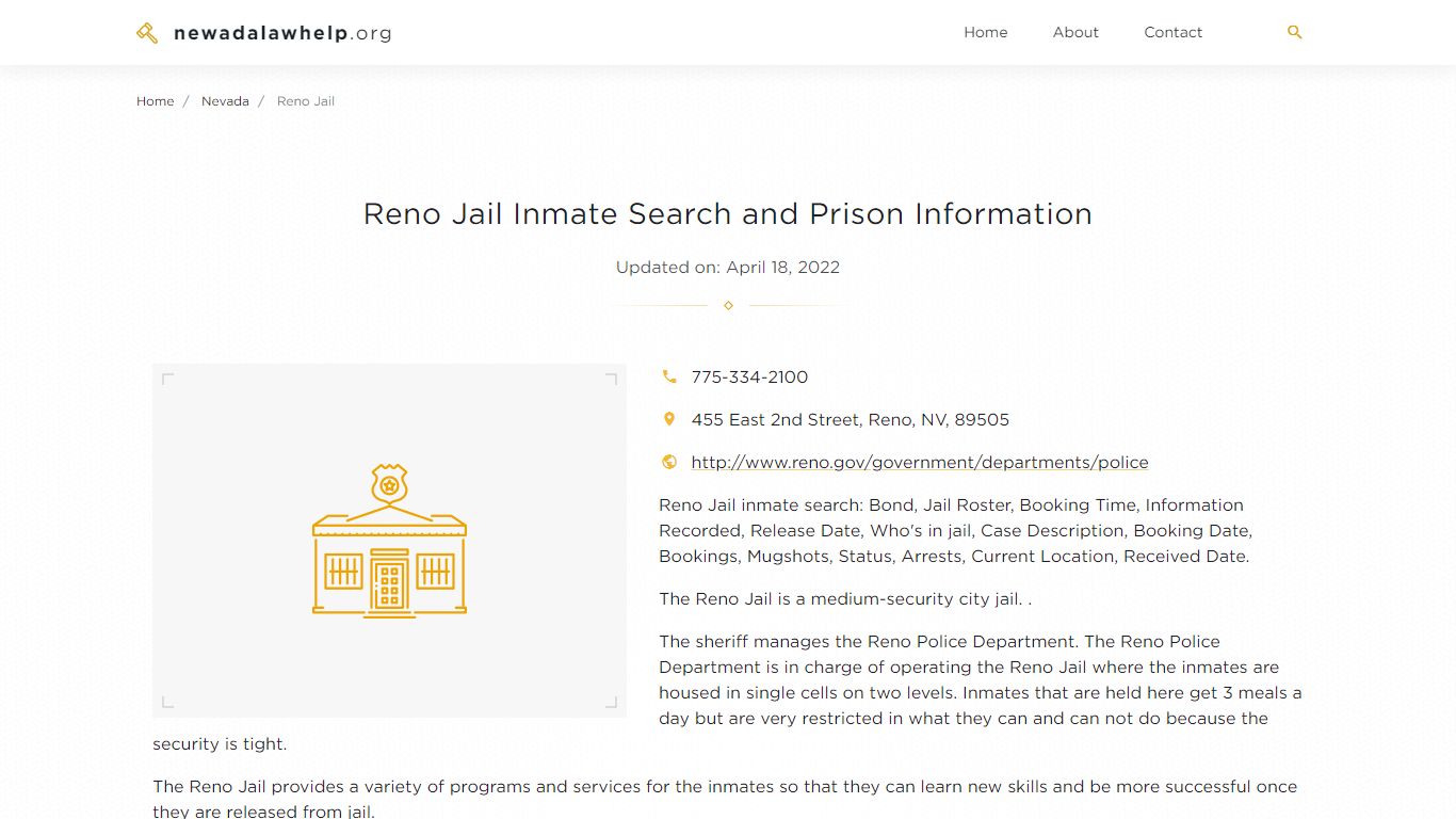 Reno Jail Inmate Search, Visitation, Phone no. & Mailing ...
